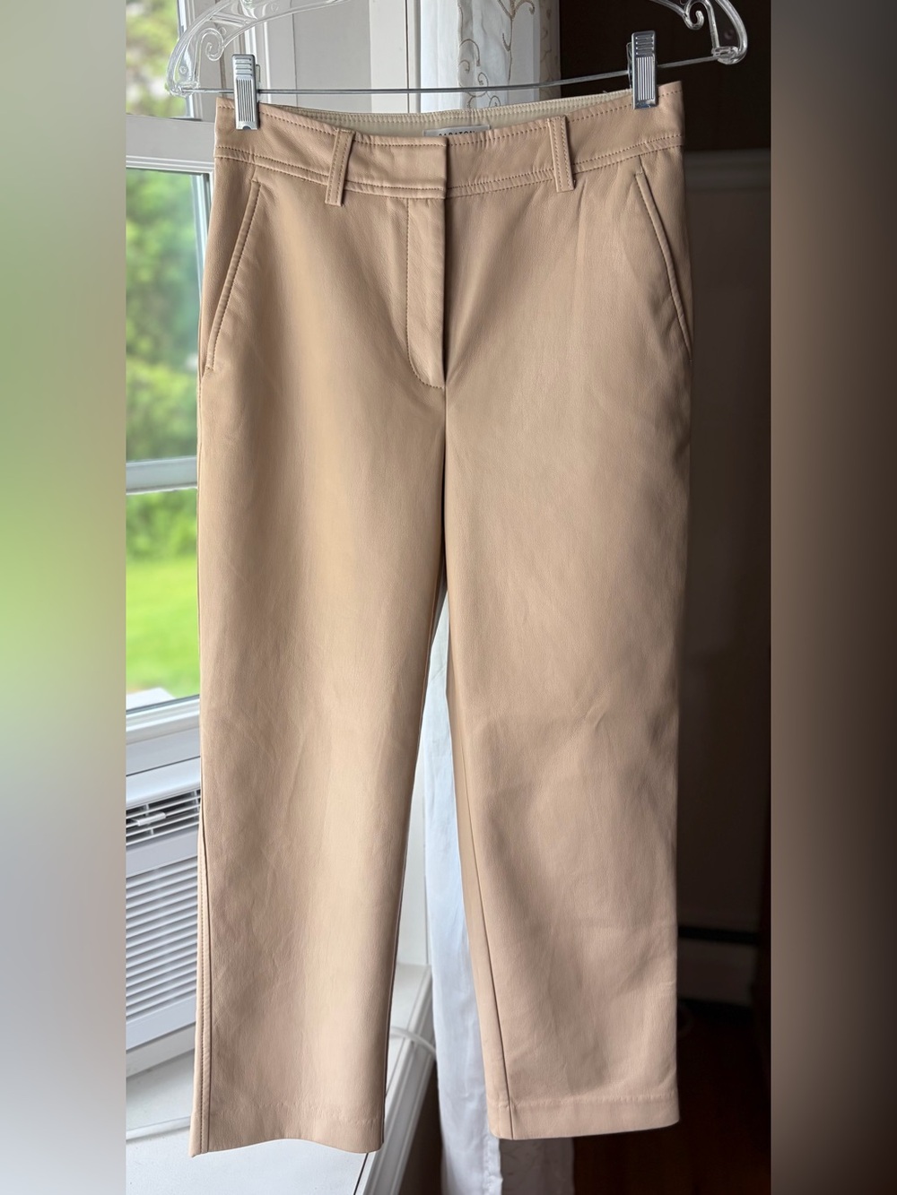 Babaton Vegan Leather Straight-Leg Crop Pants 4 Minimalist Preppy Office EUC